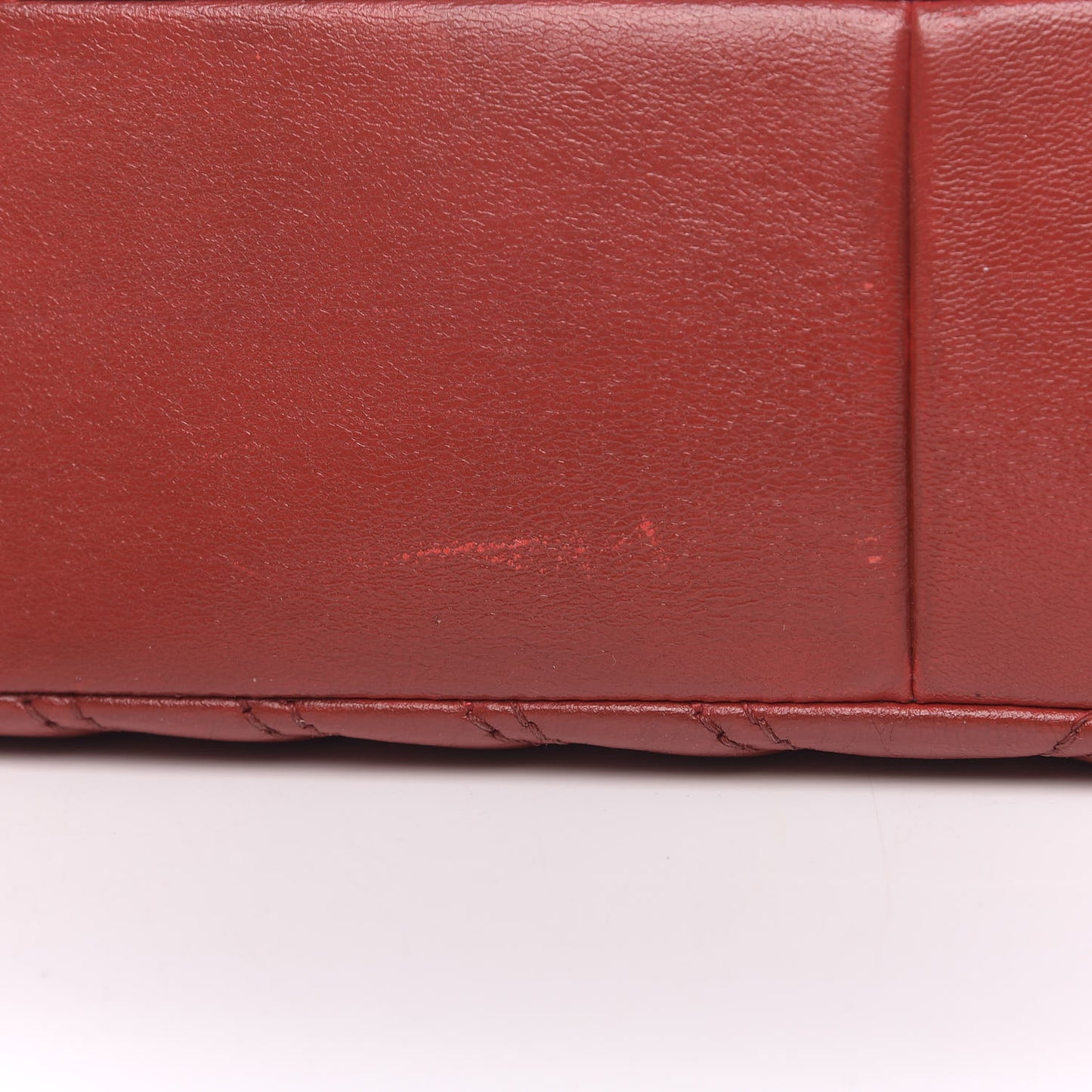 Lambskin Chevron Double Stitch Jumbo Single Flap Red