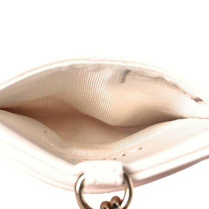Chanel Lambskin Quilted Camellia Bow Card Holder On Chain White 4 of 11