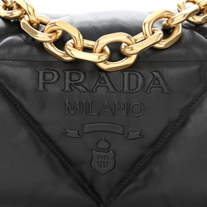 Prada Nappa Soft Padded Logo Embossed Triangle Quilted Small Shoulder Bag Black 8 of 10