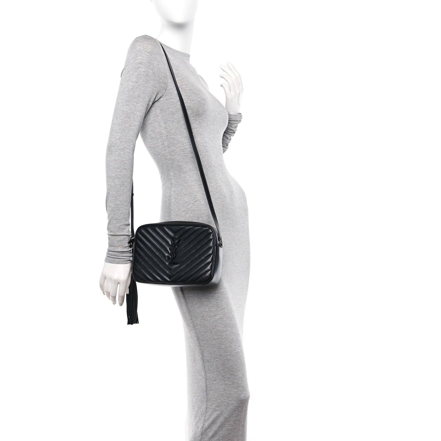 Saint Laurent Calfskin Matelasse Monogram Monochrome Lou Camera Bag Black 2 of 10