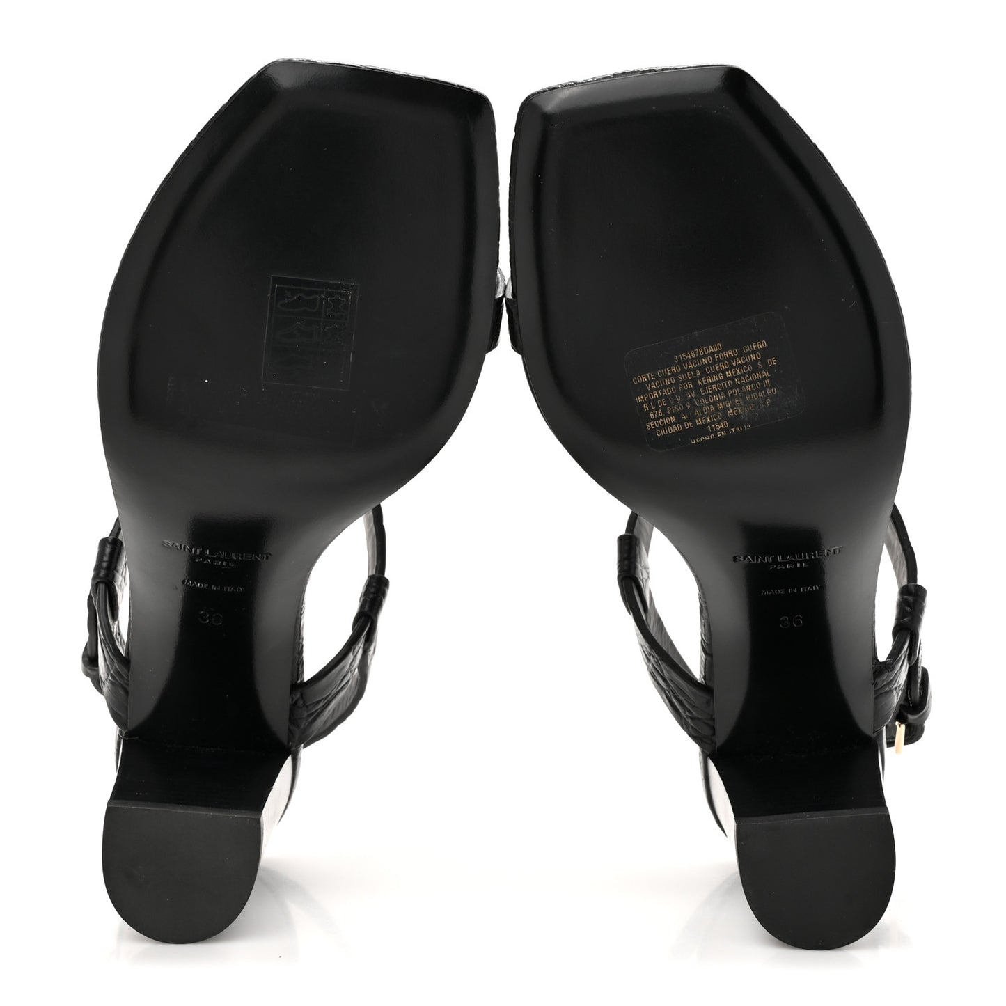 Calfskin Fake Cocco Cassandra 75 Sandals 36 Black