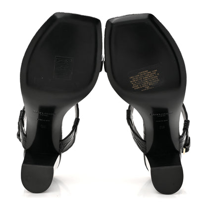 Saint Laurent Calfskin Fake Cocco Cassandra 75 Sandals 36 Black 6 of 10