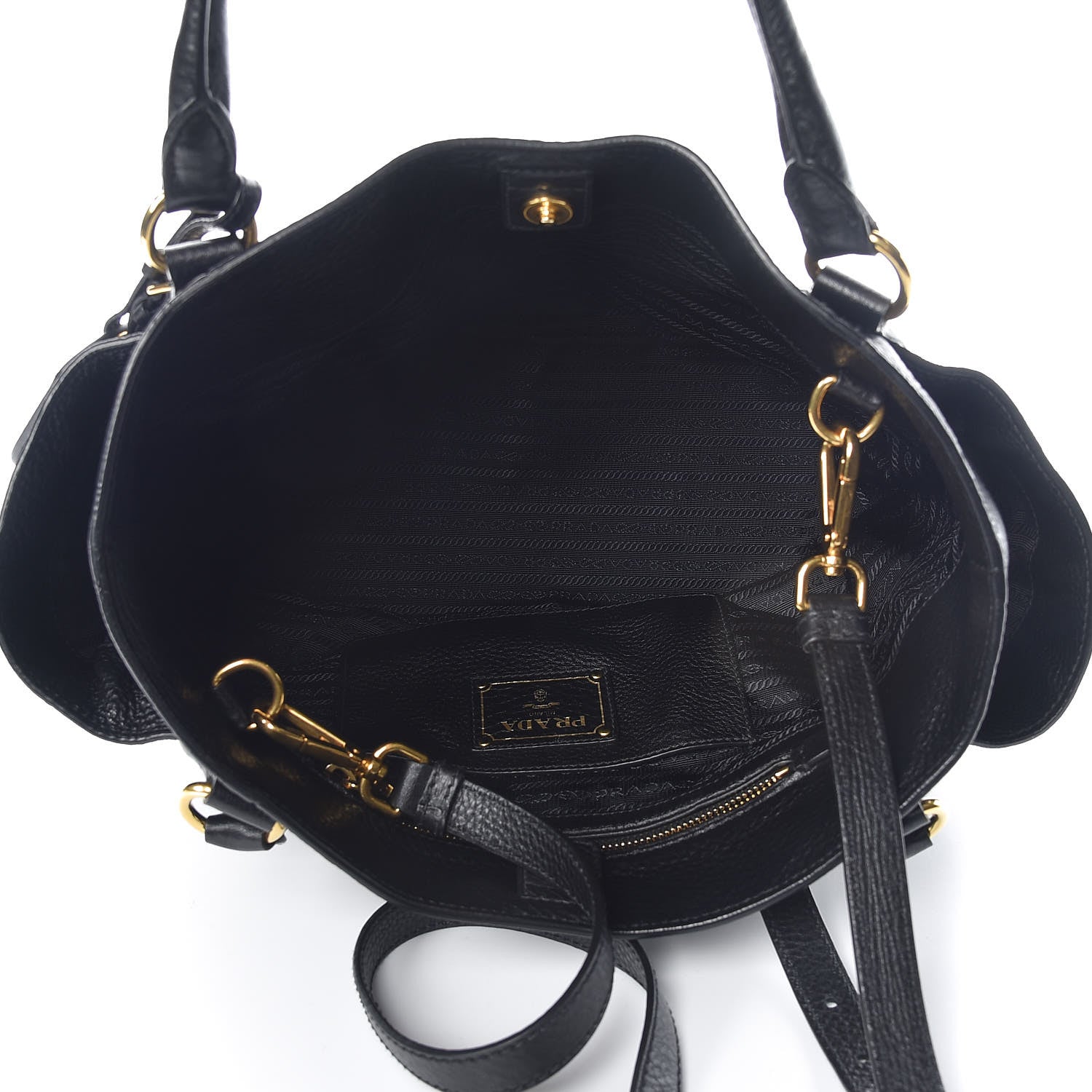 Prada Vitello Daino Shoulder Bag Black 5 of 17