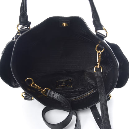 Prada Vitello Daino Shoulder Bag Black 5 of 17