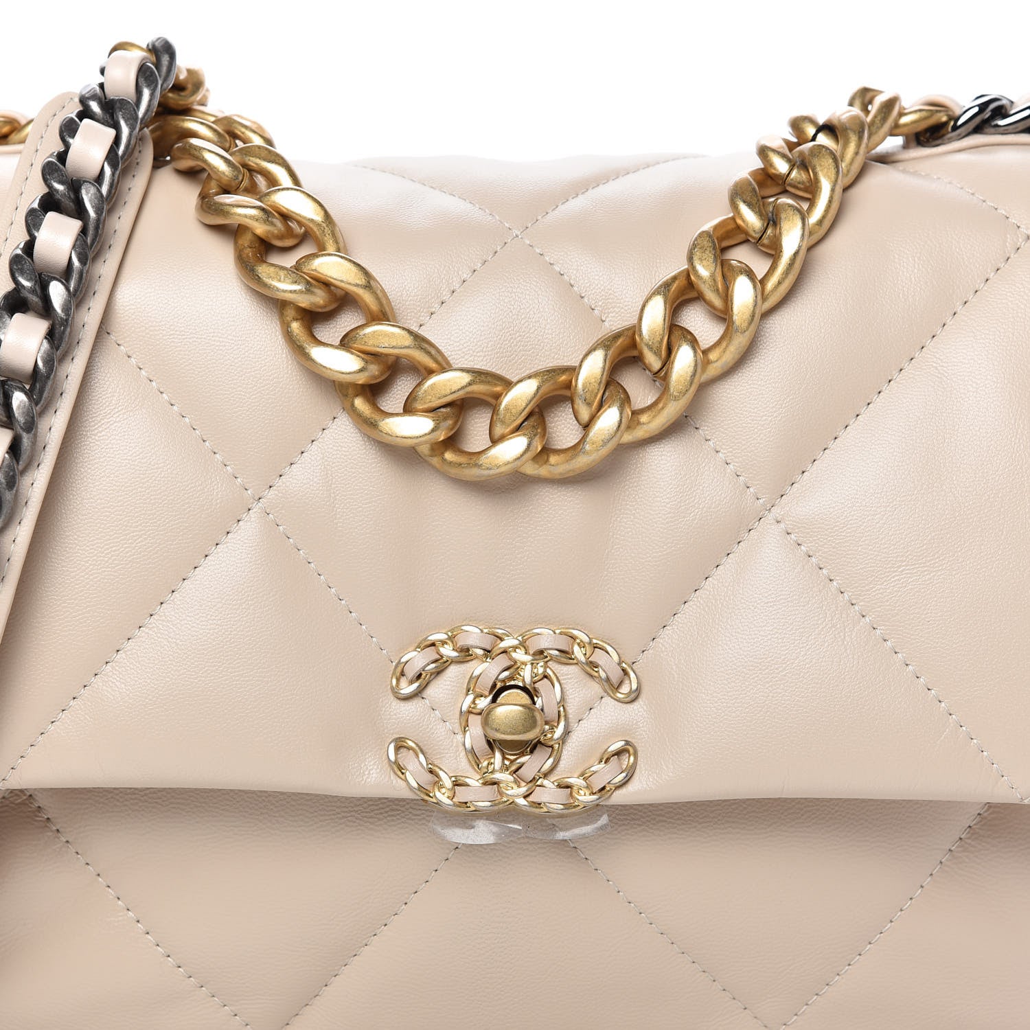 Chanel Goatskin Quilted Large Chanel 19 Flap Beige 10 of 11