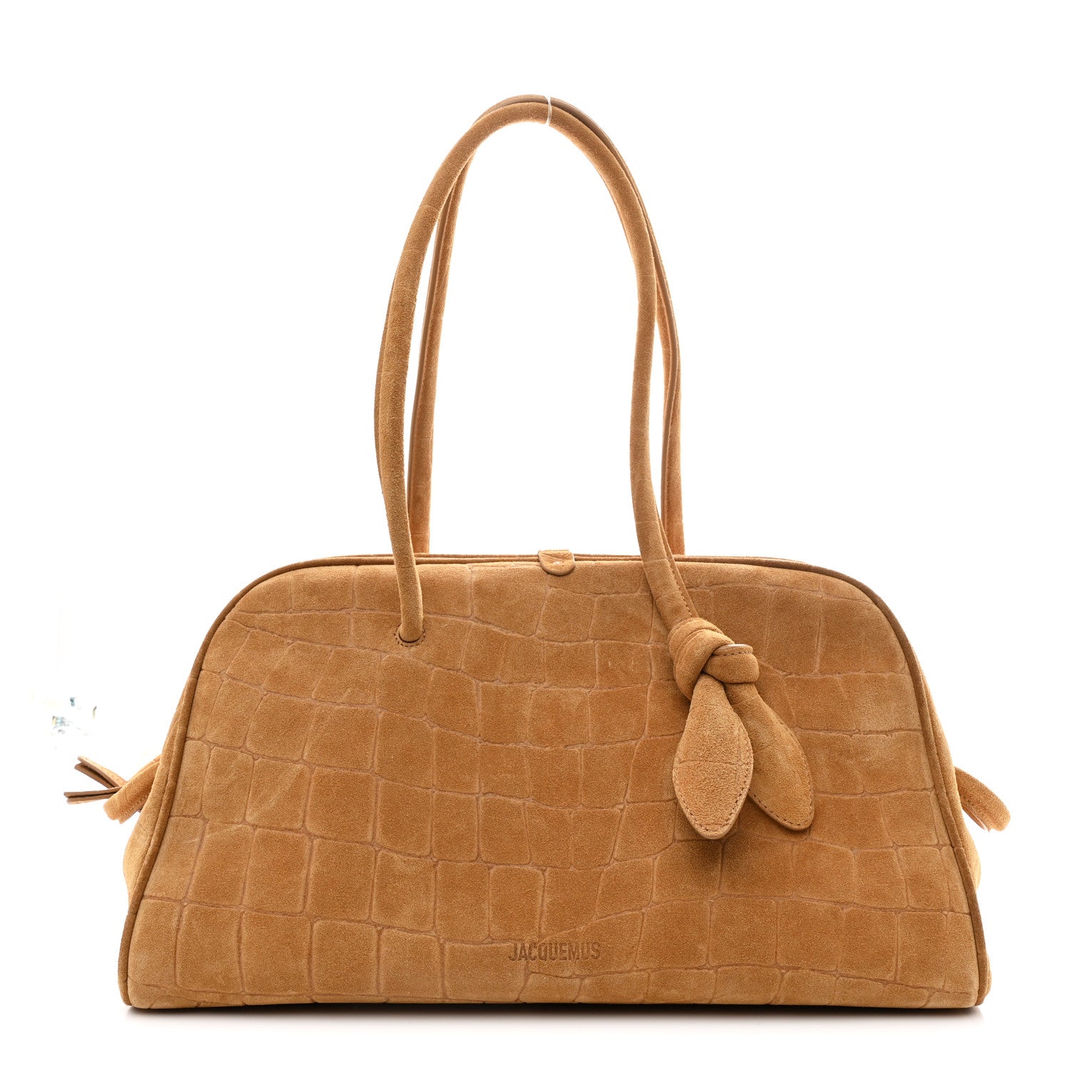 Jacquemus Suede Crocodile Embossed Le Turismo Bowling Bag Camel 1 of 10