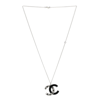 Chanel Resin Crystal Baguette CC Necklace Silver Black 3 of 6