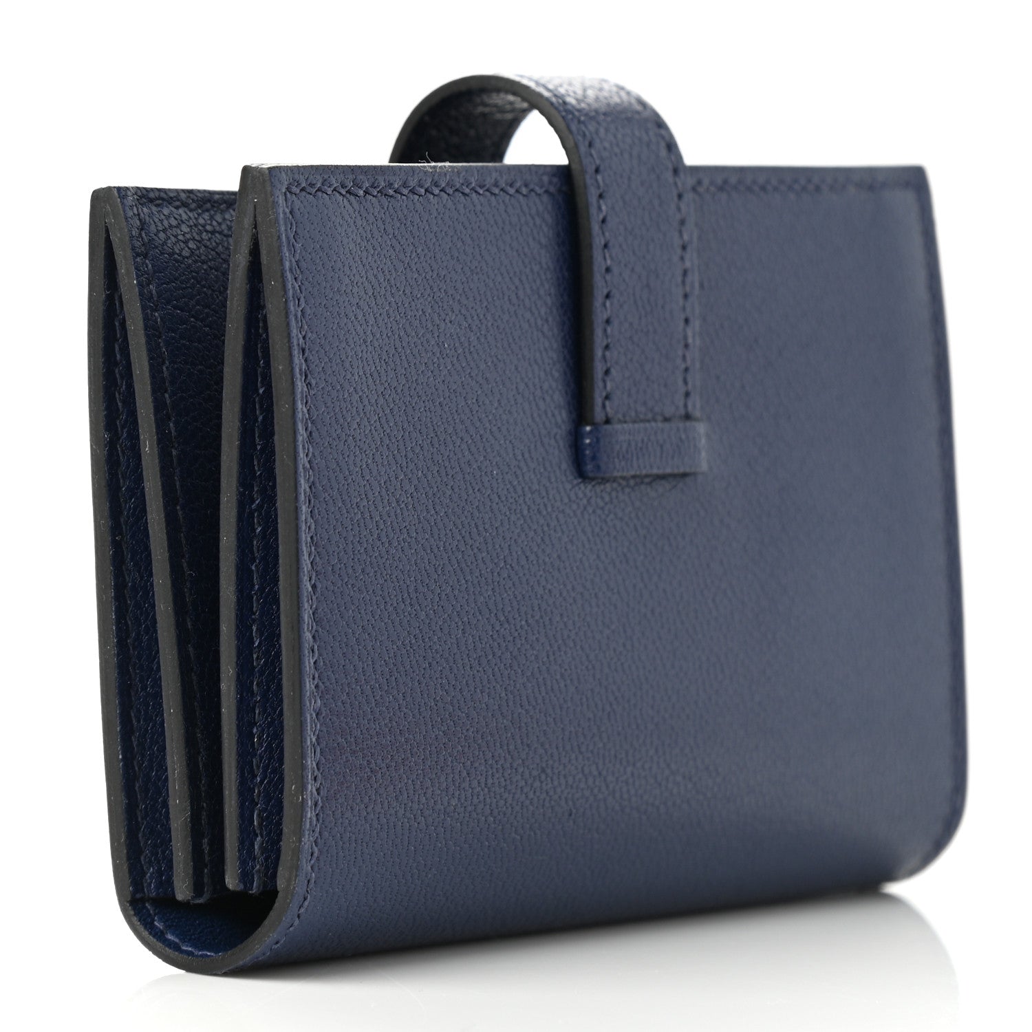 Hermes Chevre Mysore Bearn Card Holder Wallet Bleu Encre 3 of 7