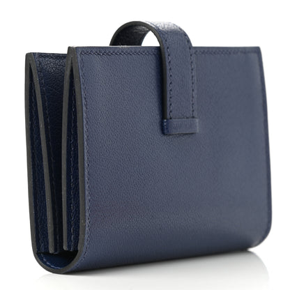 Hermes Chevre Mysore Bearn Card Holder Wallet Bleu Encre 3 of 7