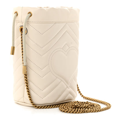 Gucci Calfskin Matelasse Mini GG Marmont 2.0 Bucket Bag White 3 of 13