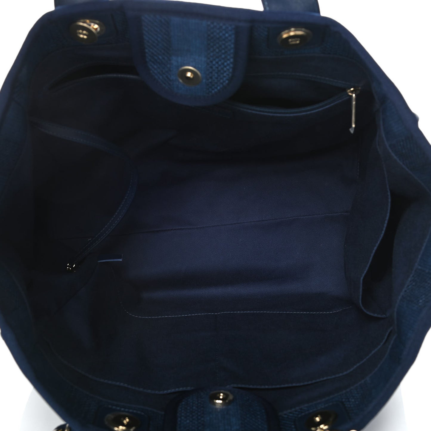 Mixed Fibers Striped Medium Deauville Tote Navy Blue