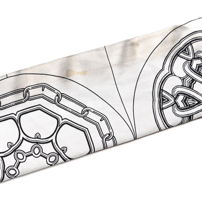 Hermes Silk Effet Kaleidoscope Twilly White Anthracite Marron 5 of 7