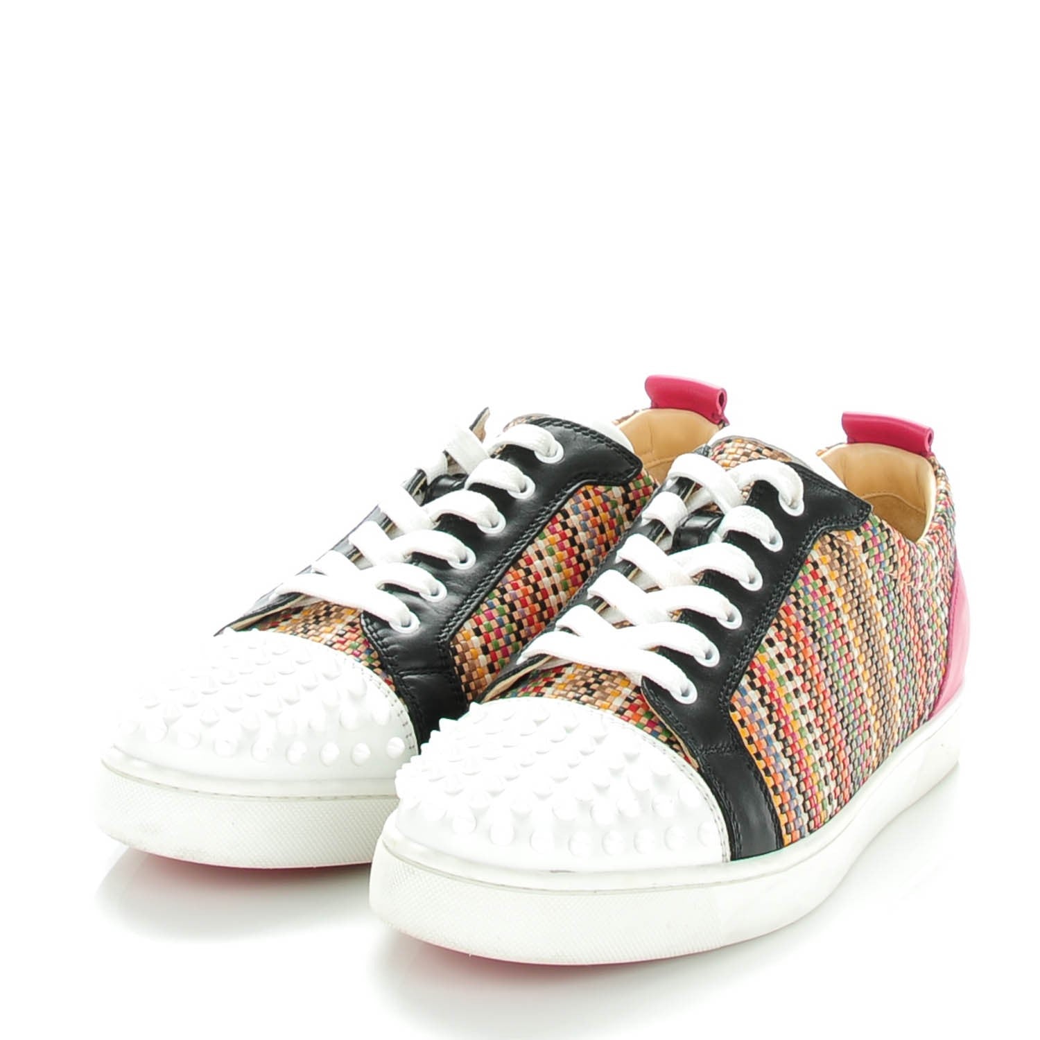 Christian Louboutin Woven Calfskin Louis Spikes Flat Sneakers 45 Multi 3 of 8