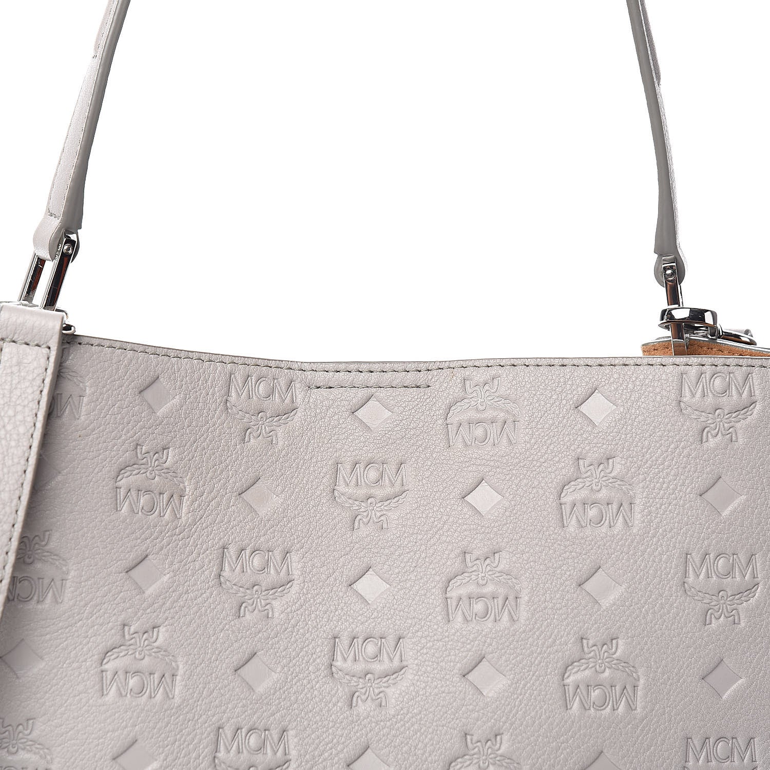 MCM Calfskin Ottomar Monogram Sarah Convertible Hobo Dove 11 of 11