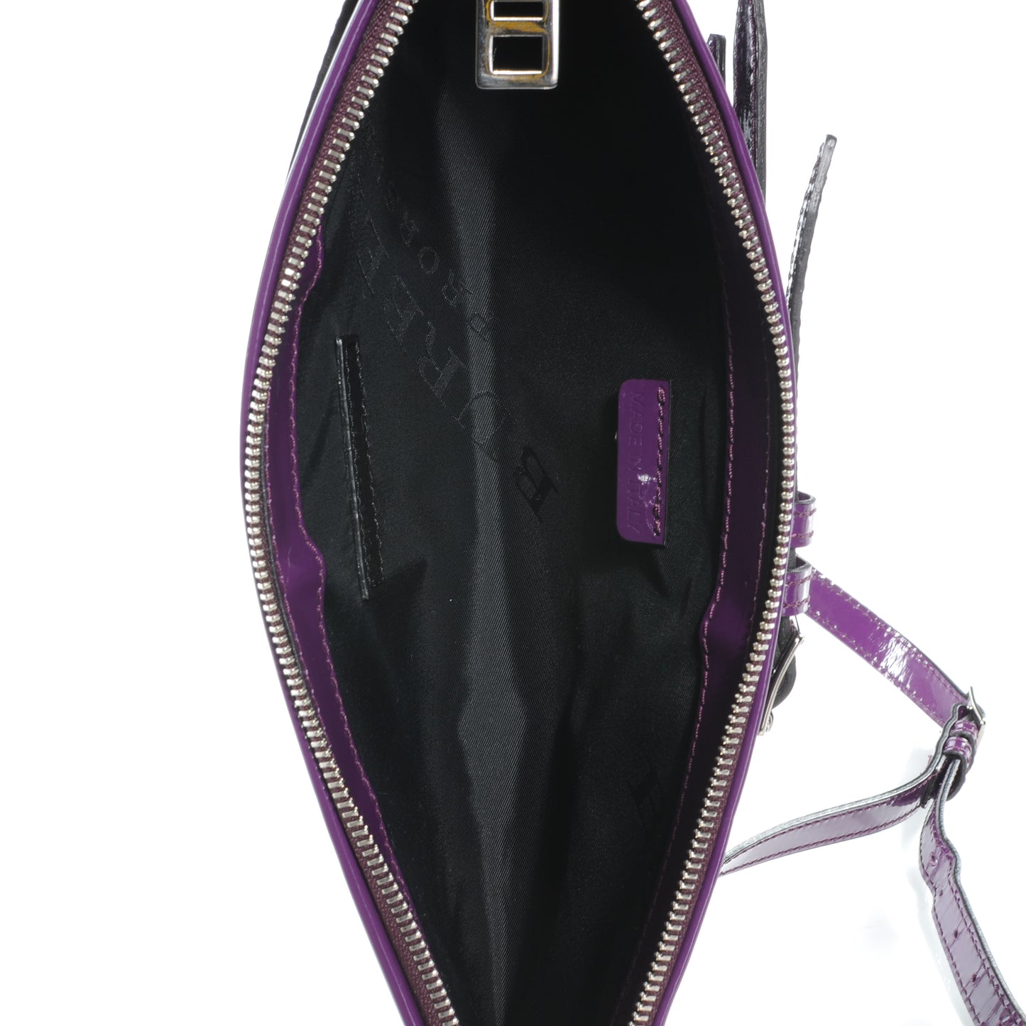 Patent Bridle Calfskin Clutch Bag Purple
