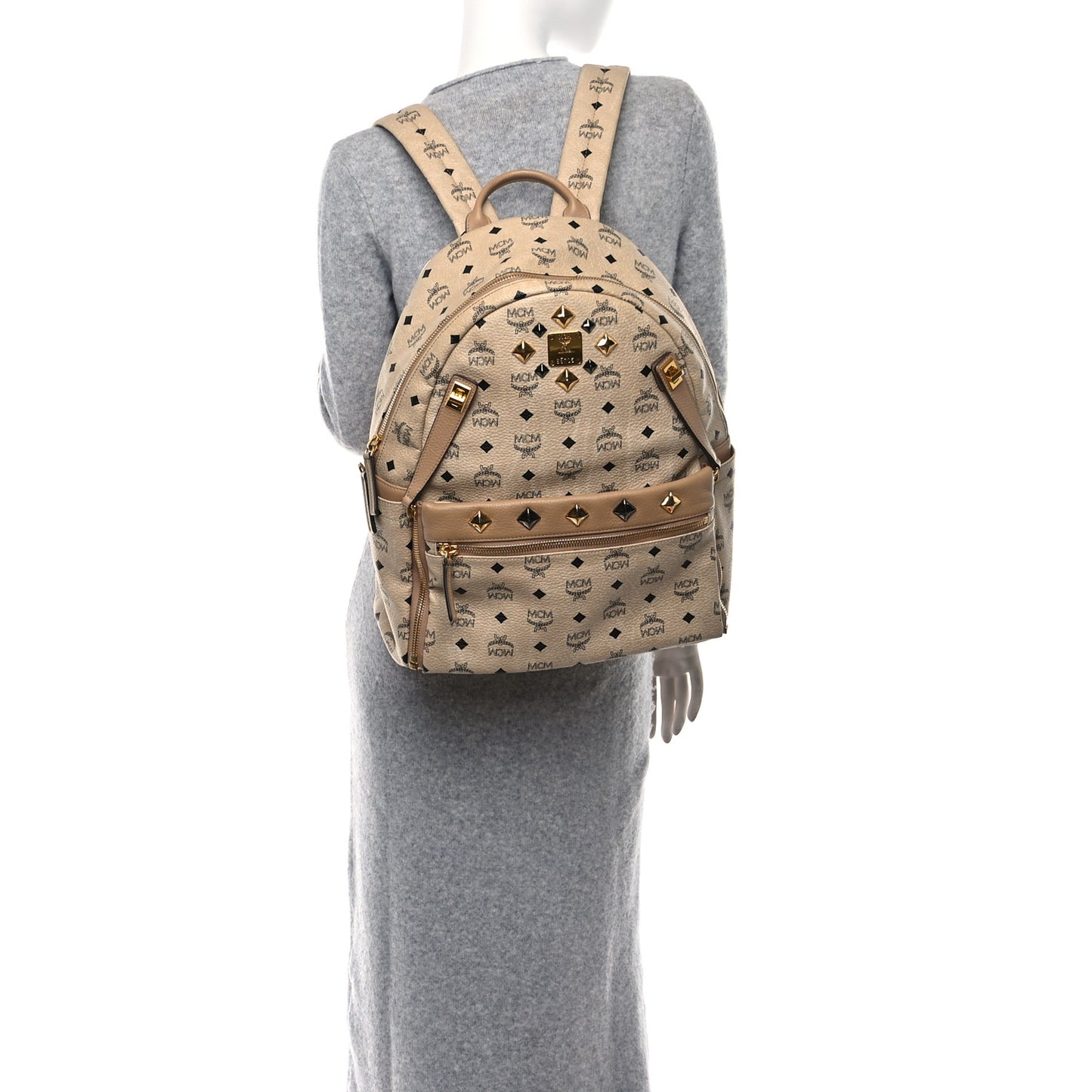 Visetos Medium Studded Dual Stark Backpack Beige