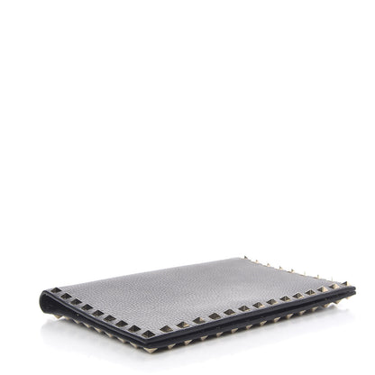 Valentino Garavani Pebbled Calfskin Rockstud Flap Clutch Black 5 of 8