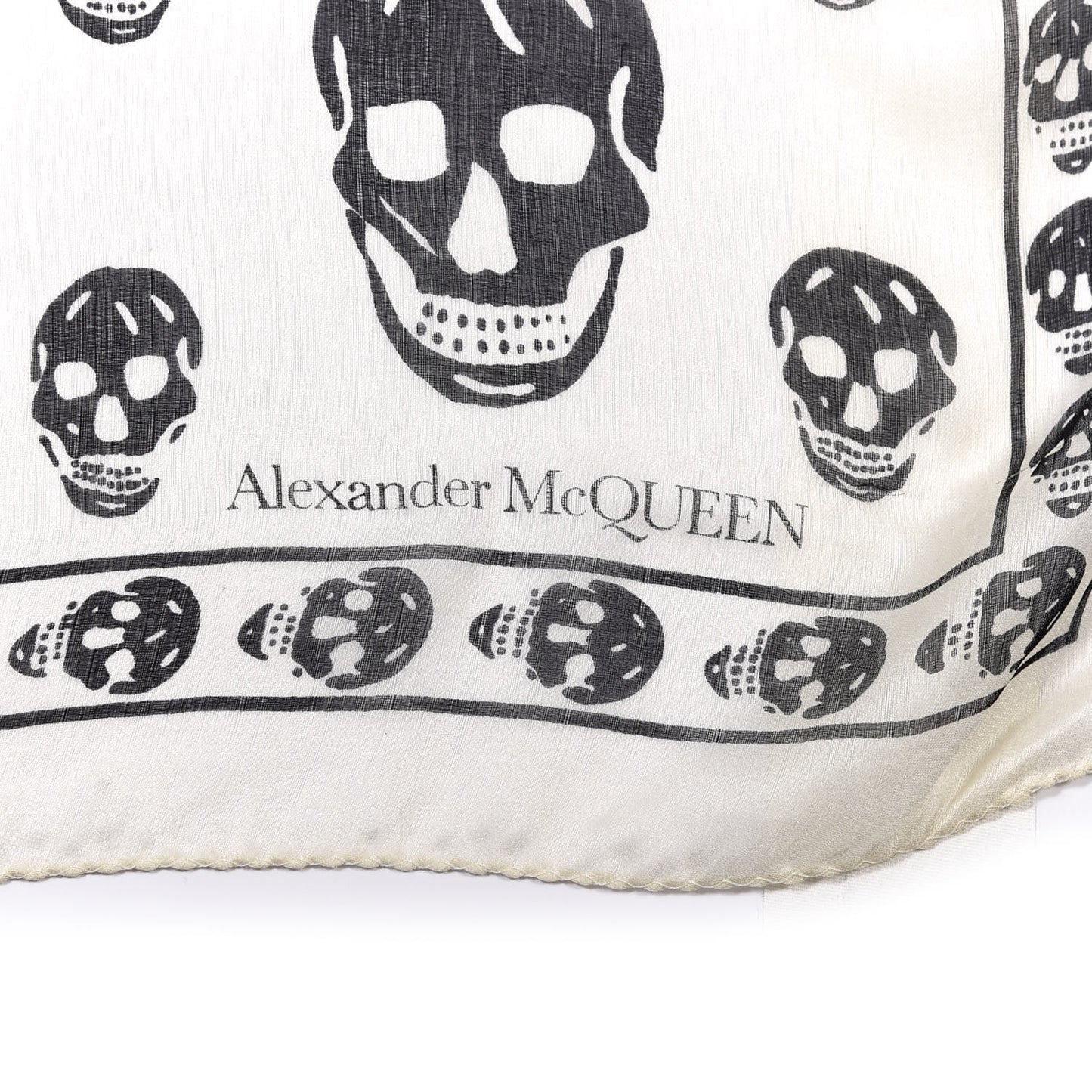 Silk Chiffon Skull Scarf Ivory Black