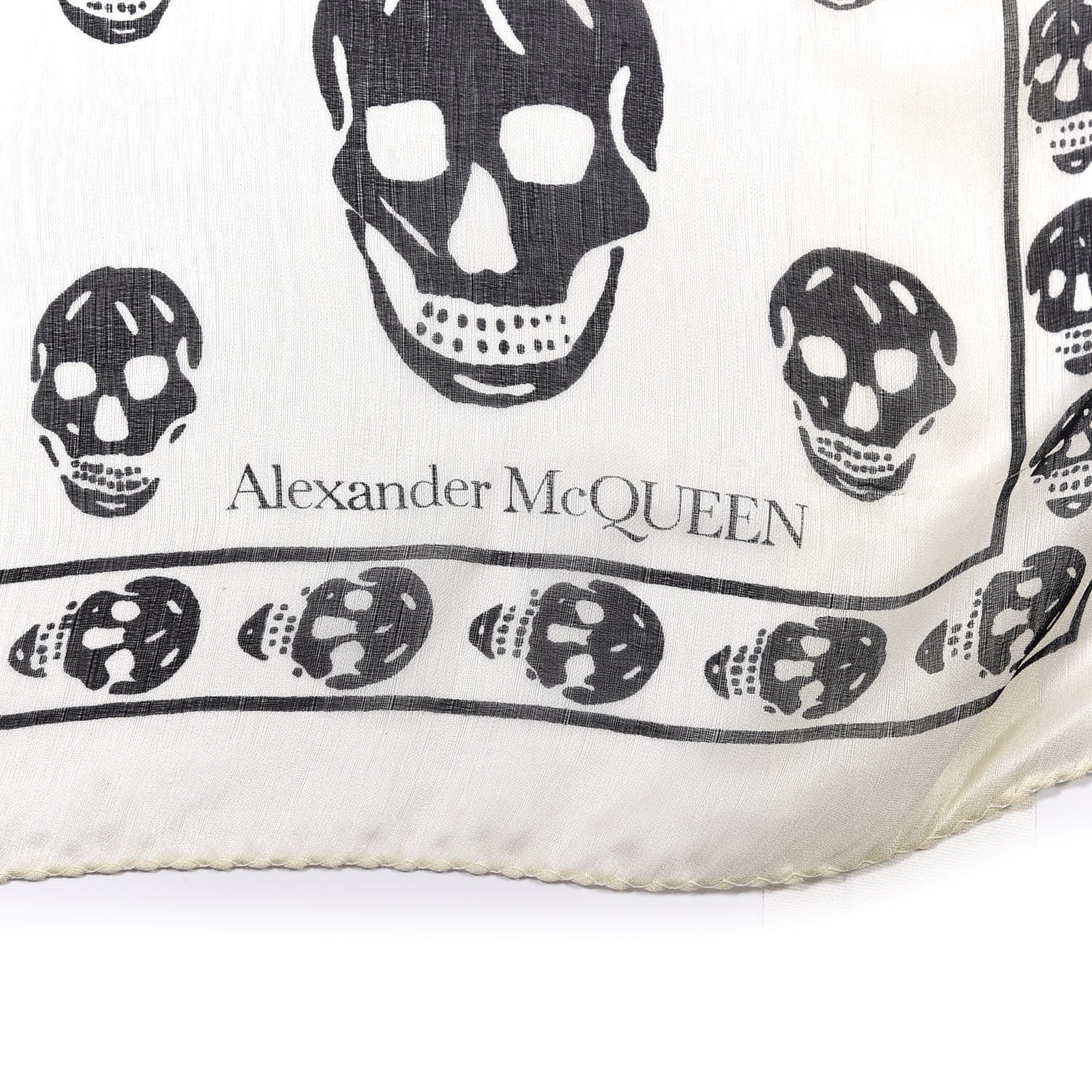 Alexander McQueen Silk Chiffon Skull Scarf Ivory Black 2 of 3