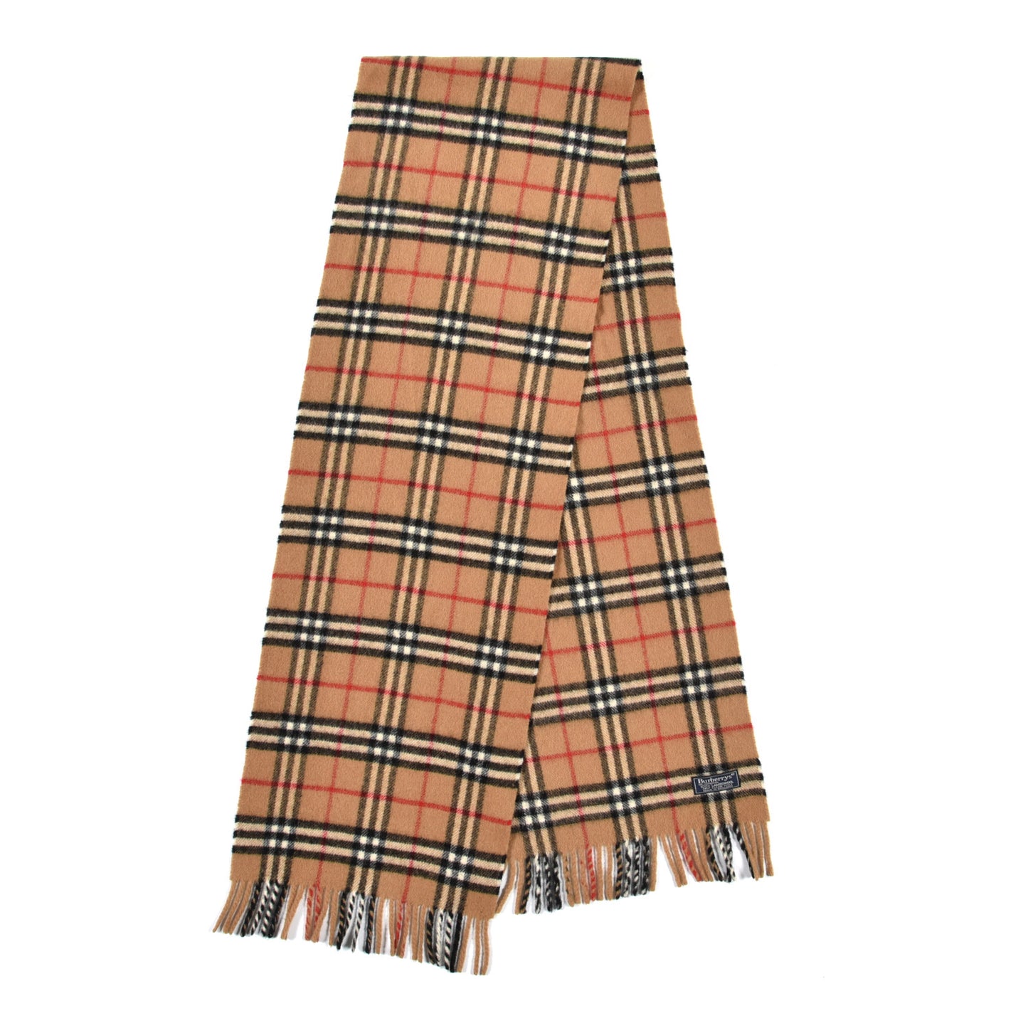 Lambswool Check Fringe Scarf Camel