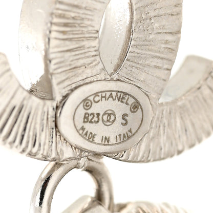 Chanel Metal Crystal CC Drop Earrings Silver 4 of 5