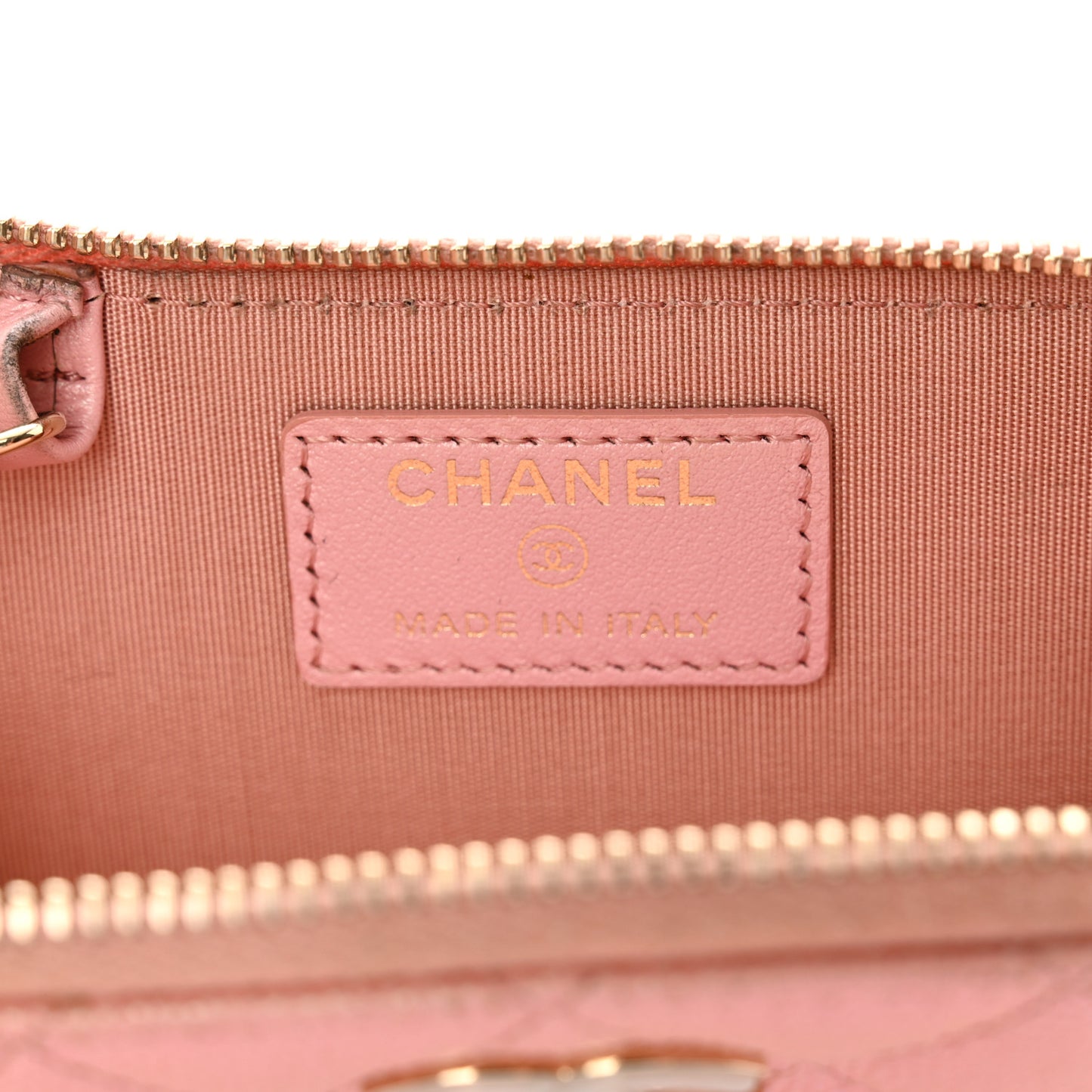 Iridescent Caviar Quilted Zipped Key Holder Case Rose Pink