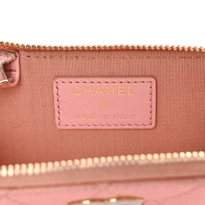 Chanel Iridescent Caviar Quilted Zipped Key Holder Case Rose Pink 7 of 12