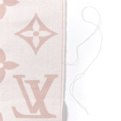 Louis Vuitton Wool Cashmere Monogram Daily LV Scarf Pink White 5 of 5