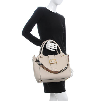 Burberry Soft Grain Calfskin Medium Buckle Tote Limestone 2 of 10