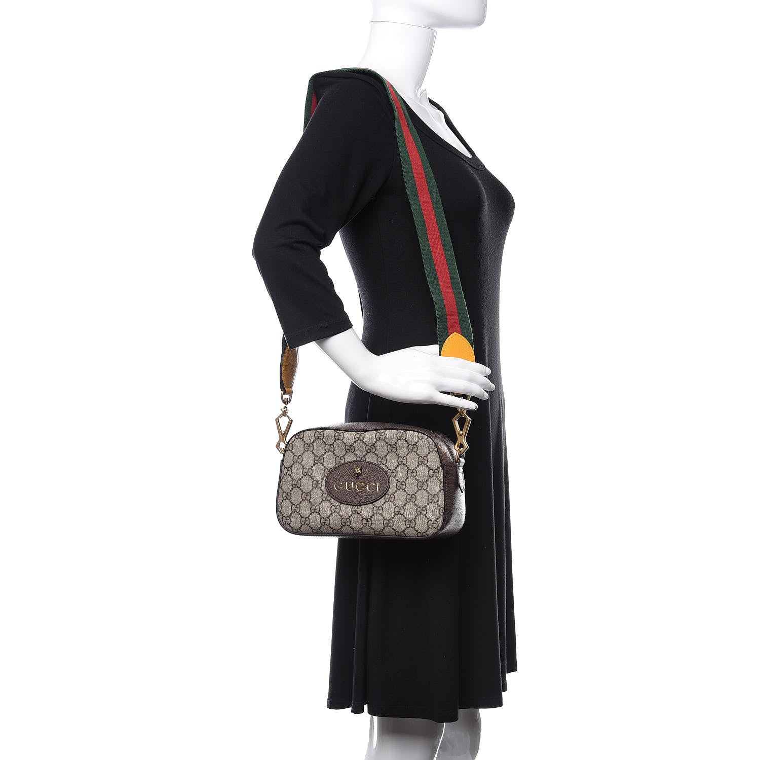 Gucci GG Supreme Monogram Web Neo Vintage Shoulder Bag Beige New Acero Crop 2 of 11
