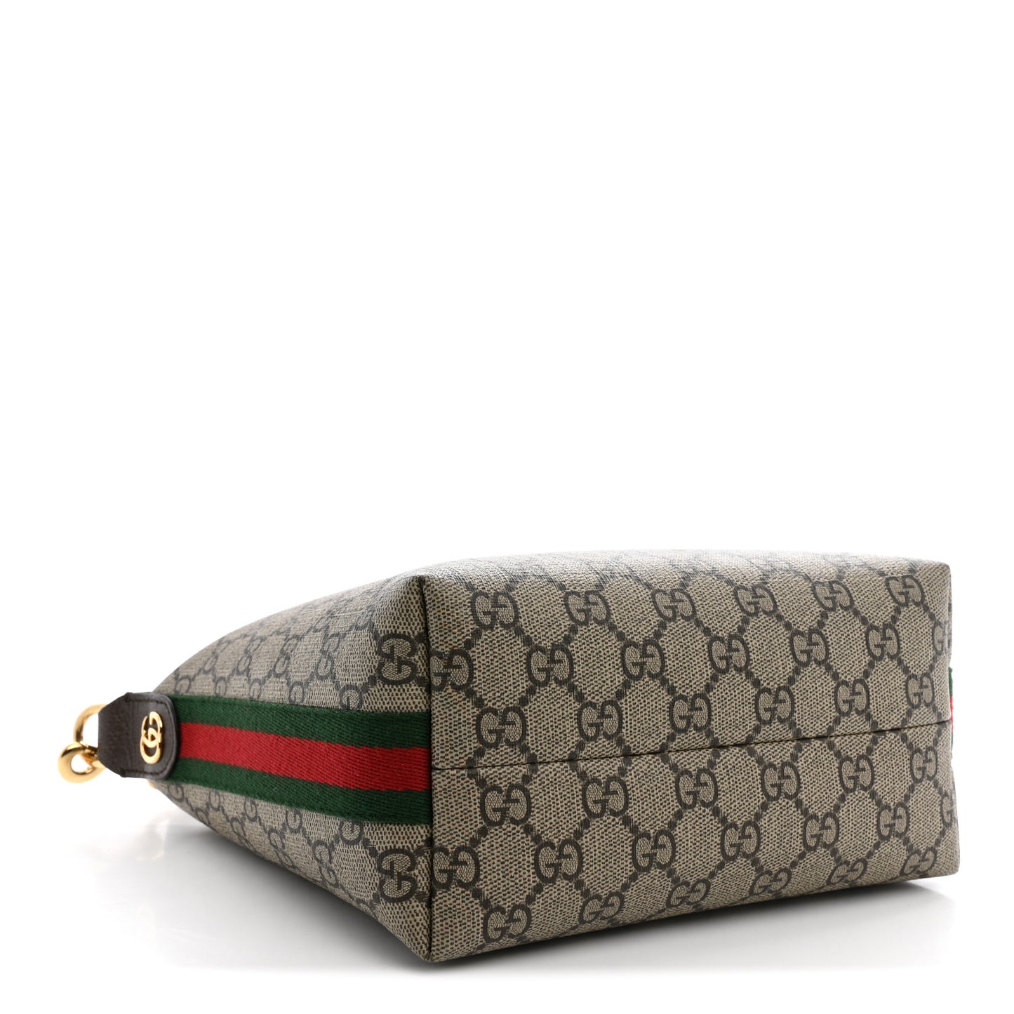 GG Supreme Monogram Textured Calfskin Web Super Mini Ophidia Shoulder Bag Beige Ebony New Acero
