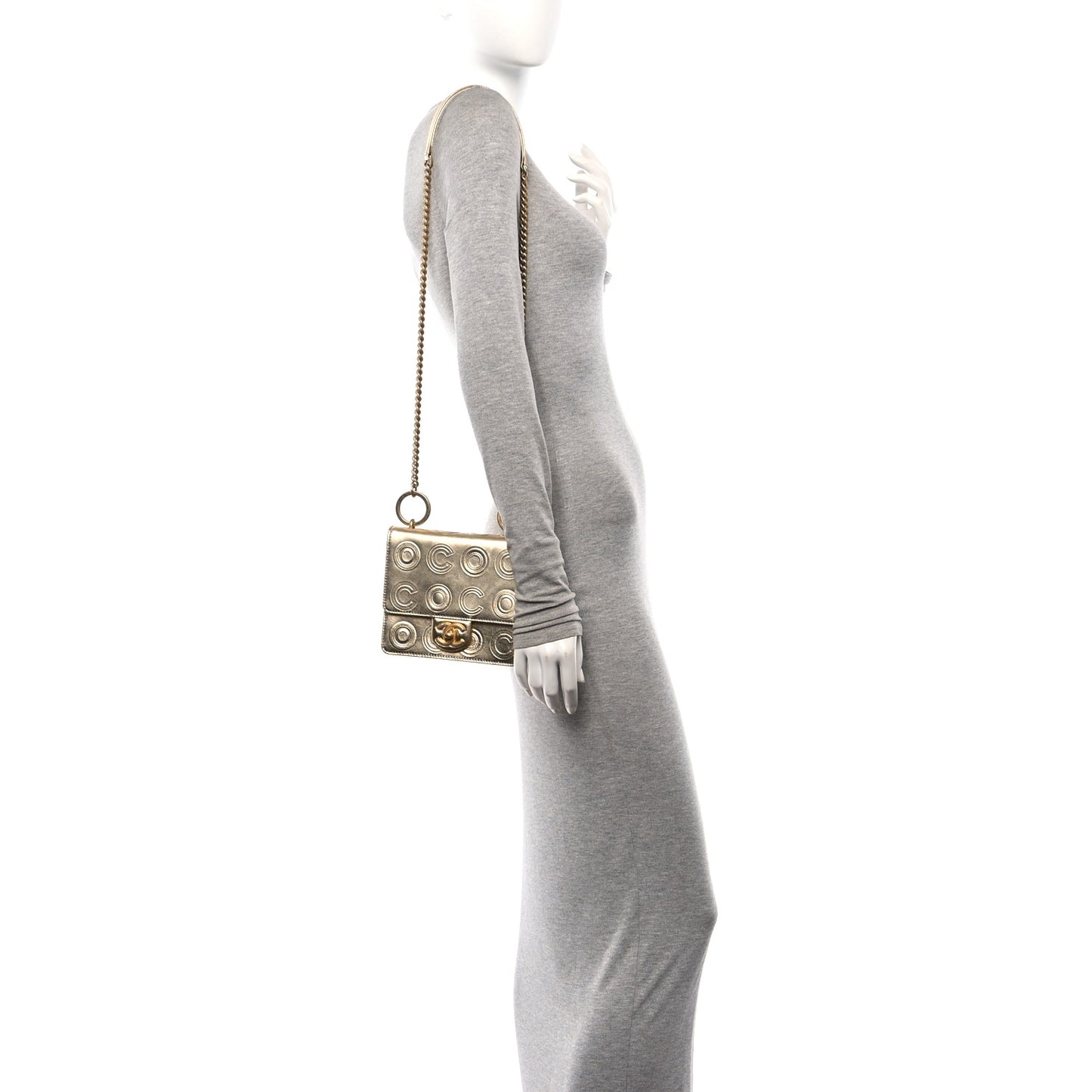 Metallic Calfskin Cocallover Square Flap Gold