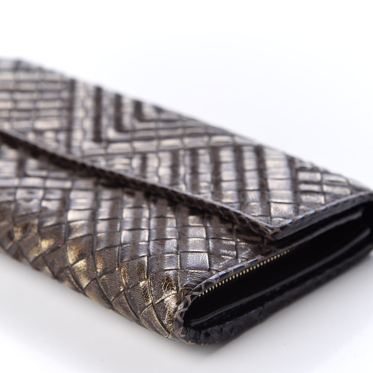 Bottega Veneta Metallic Nappa Intrecciato Ayers Continental Wallet Brown 7 of 7