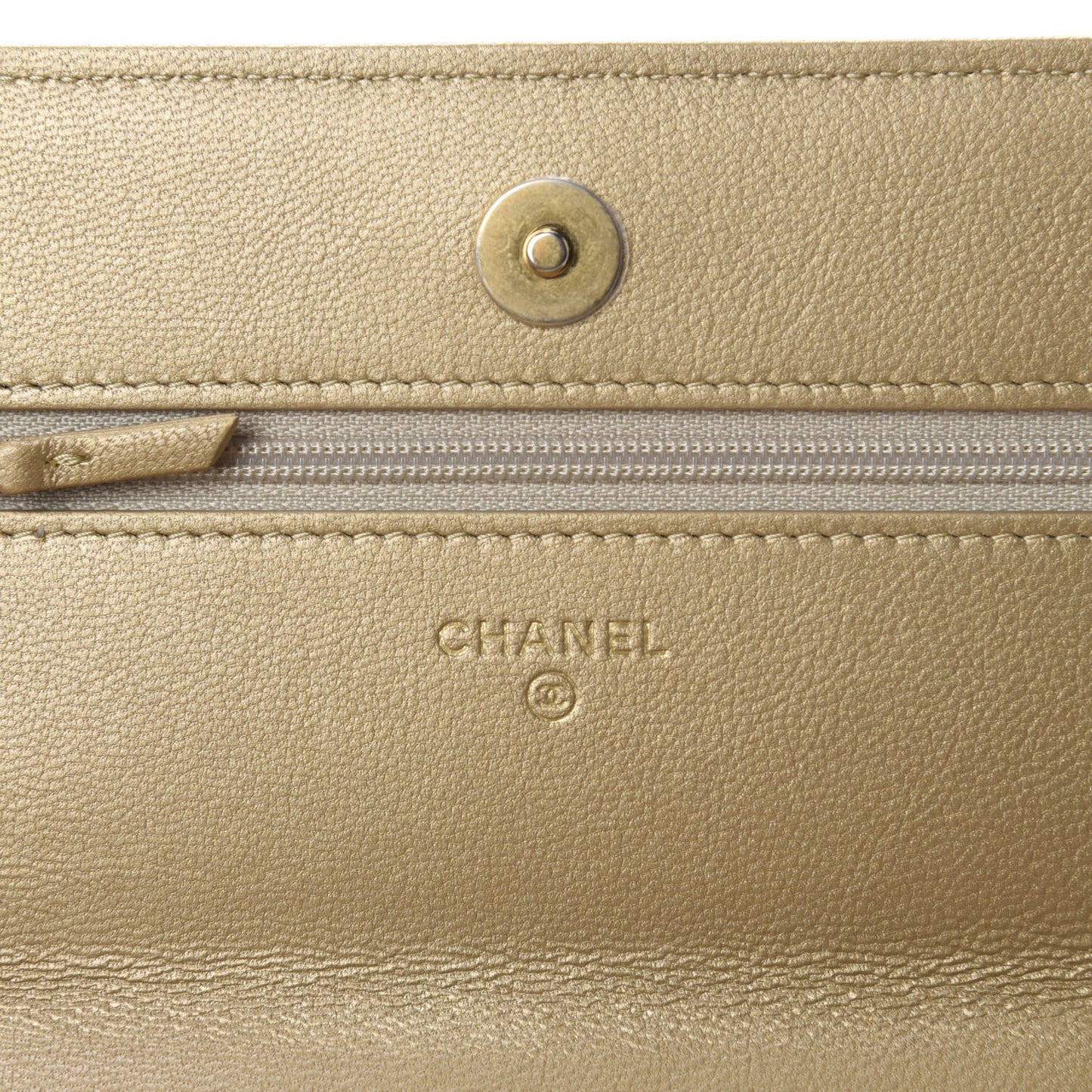 Metallic Goatskin Quilted 19 Wallet On Chain WOC Gold