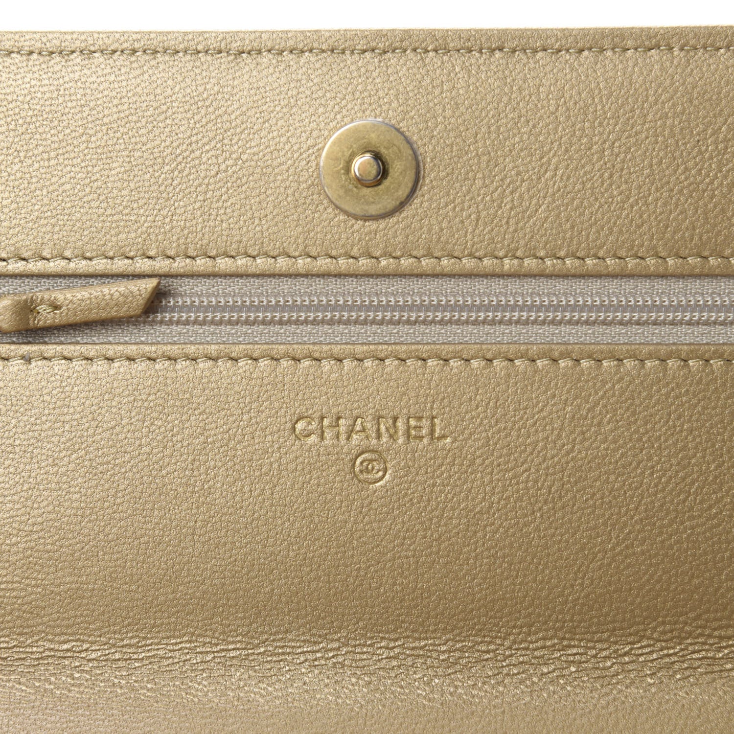 Chanel Metallic Goatskin Quilted 19 Wallet On Chain WOC Gold 10 of 15
