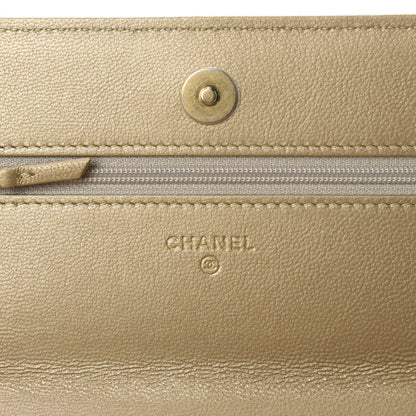 Chanel Metallic Goatskin Quilted 19 Wallet On Chain WOC Gold 10 of 15