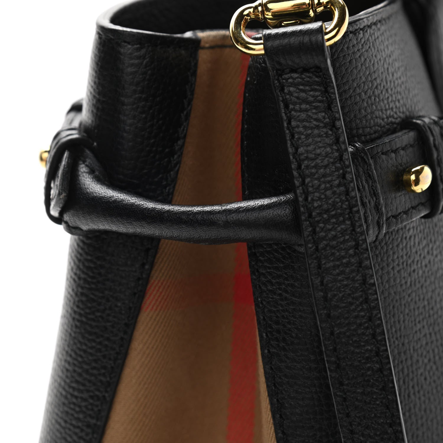 Burberry Grainy Calfskin House Check Medium Banner Tote Black 11 of 11
