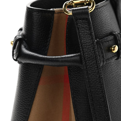 Burberry Grainy Calfskin House Check Medium Banner Tote Black 11 of 11