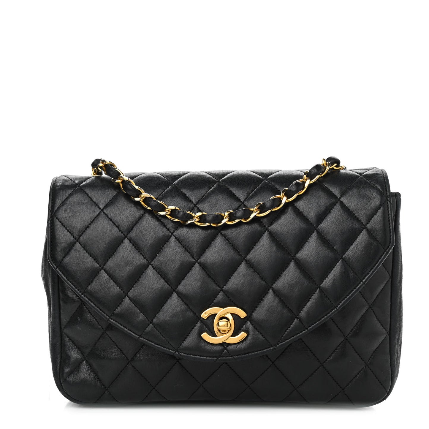 Lambskin Quilted Small Single Flap Black
