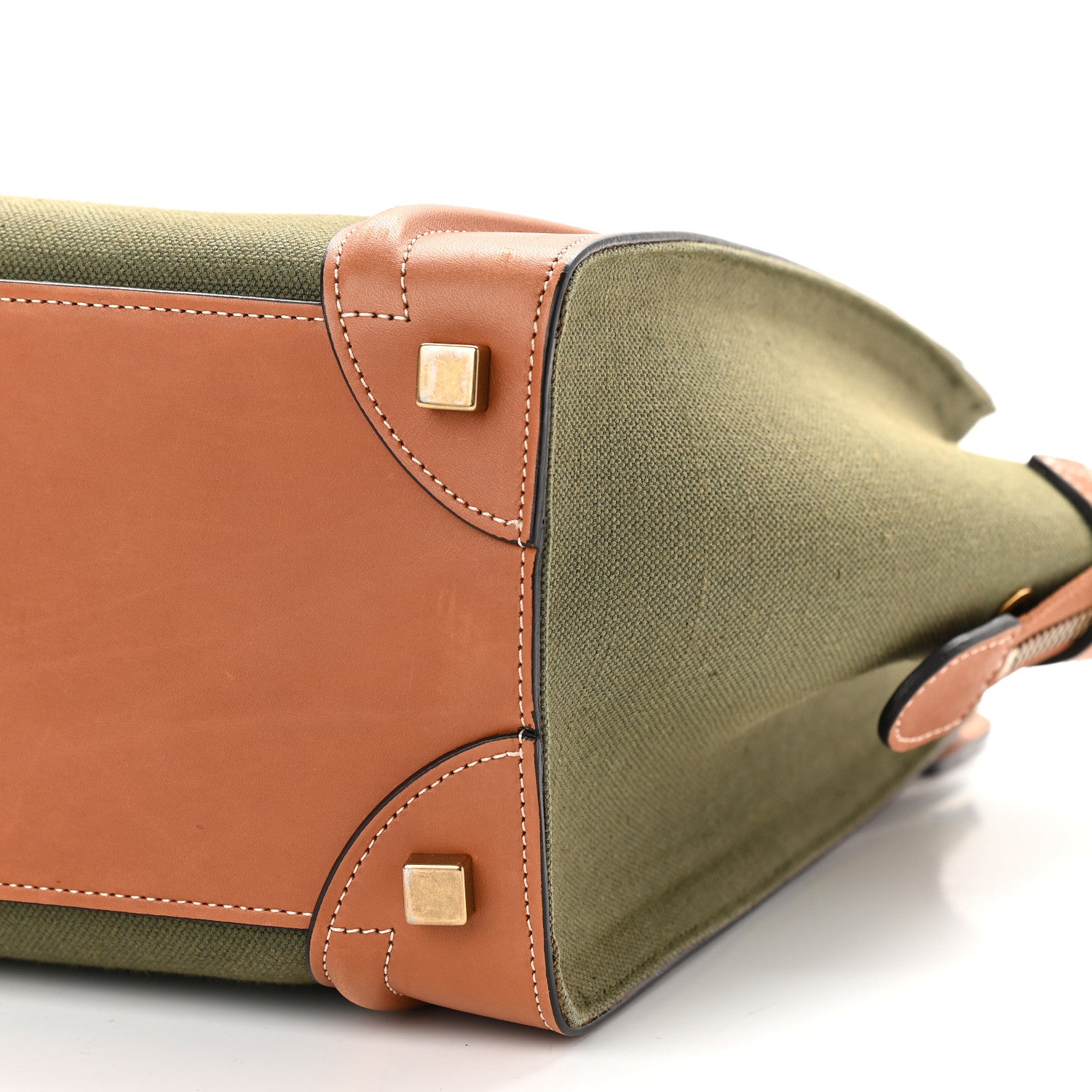 Celine Textile Smooth Calfskin Micro Luggage Multicolor Khaki Tan 10 of 10