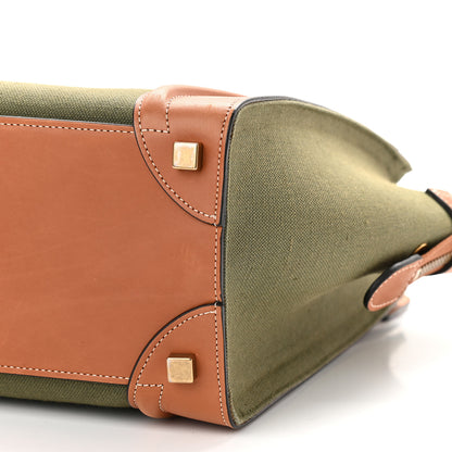 Celine Textile Smooth Calfskin Micro Luggage Multicolor Khaki Tan 10 of 10