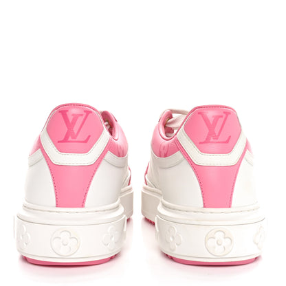 Louis Vuitton Lambskin Embossed Monogram Time Out Sneakers 38 White Pink 6 of 9
