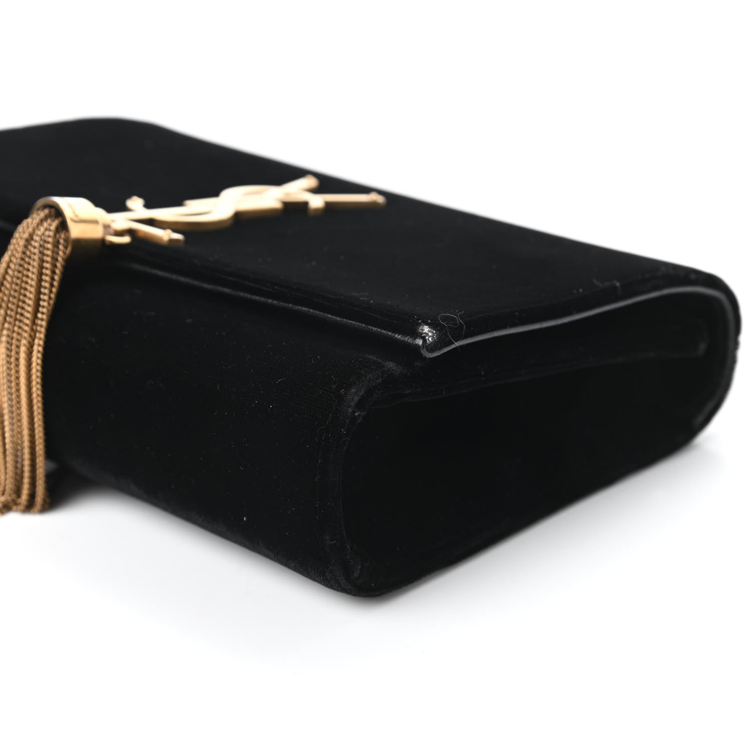 Saint Laurent Velvet Small Monogram Kate Tassel Shoulder Bag Black 7 of 9