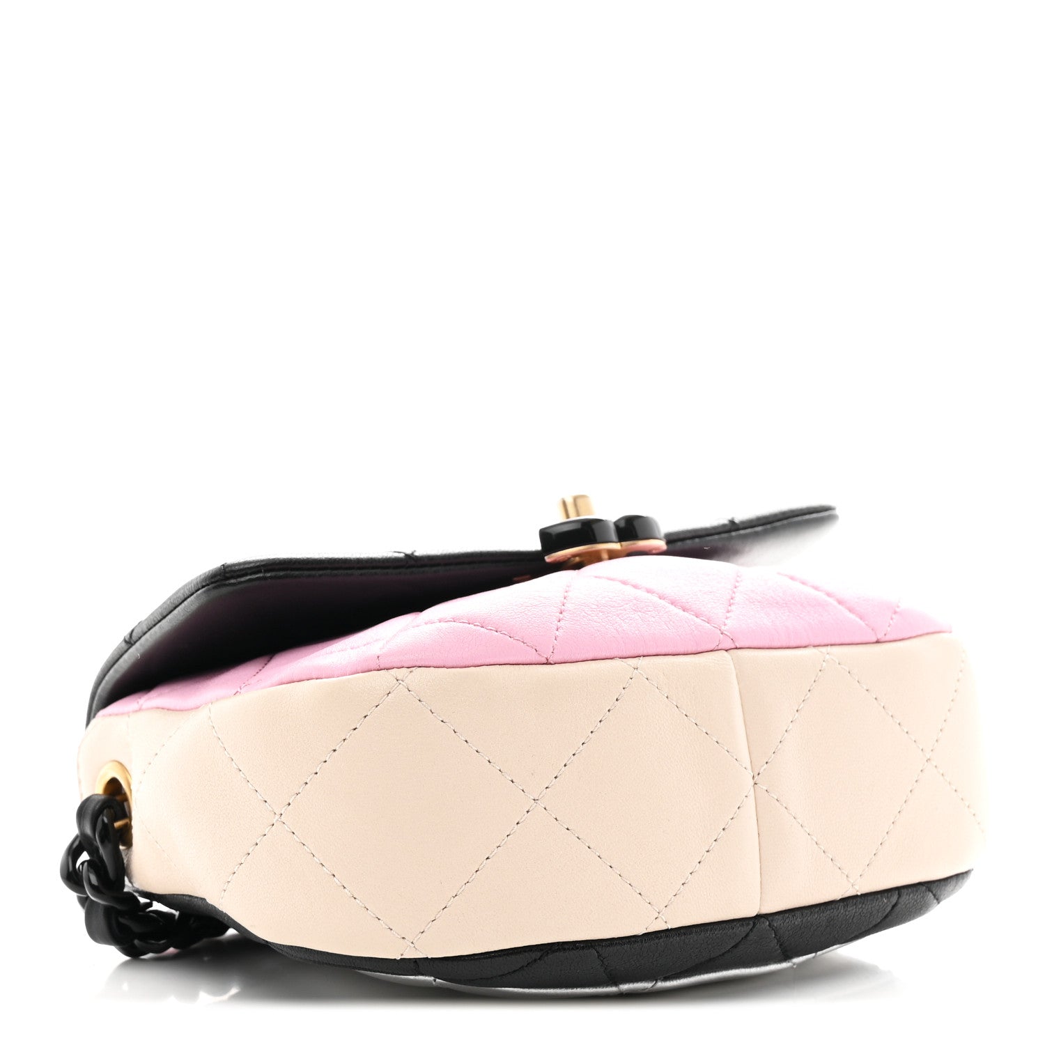Chanel Lambskin Quilted Mini Lacquered Chain Flap Black Pink Beige Silver 4 of 10