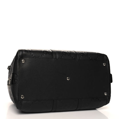Gucci Piuma Calfskin Jumbo GG Embossed Large Duffle Bag Black 3 of 12