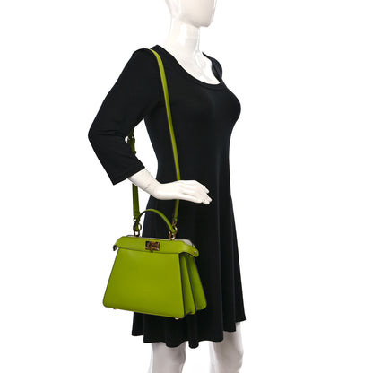 Fendi Vitello Seta Shiny Nappa Small Peekaboo I SEE U Satchel Wasabi White 2 of 8