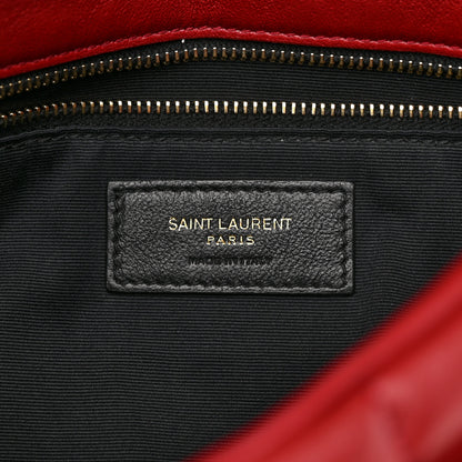Saint Laurent Lambskin Quilted Medium Loulou Puffer Monogram Chain Satchel Opyum Red 7 of 12