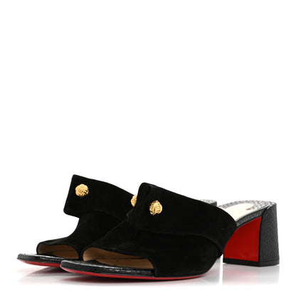 Christian Louboutin Veau Velours Calfskin Jurassic Stanis Love 55 Sandals 40 Black 4 of 8
