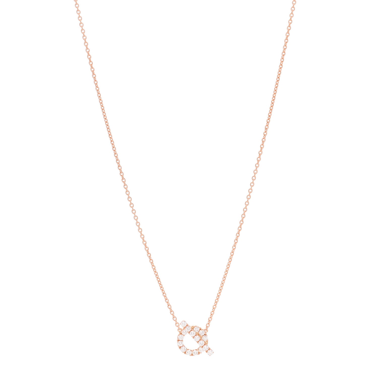 Hermes 18K Rose Gold Diamond Finesse Pendant Necklace 1 of 5