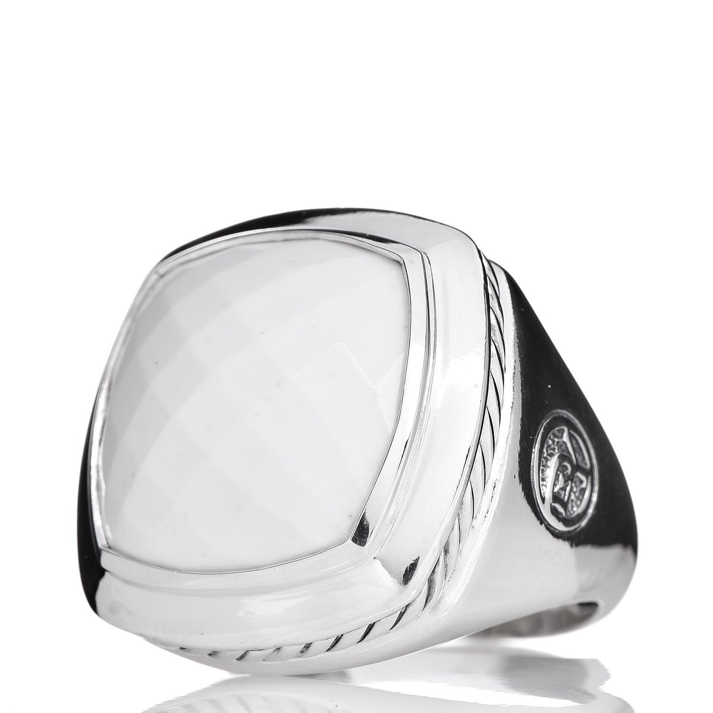 Sterling Silver White Agate 16mm Albion Statement Ring 54 7